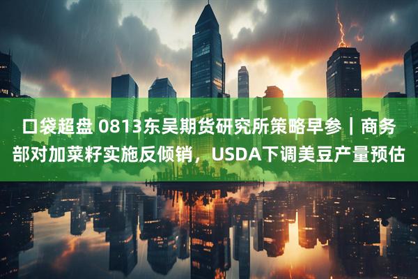 口袋超盘 0813东吴期货研究所策略早参｜商务部对加菜籽实施反倾销，USDA下调美豆产量预估