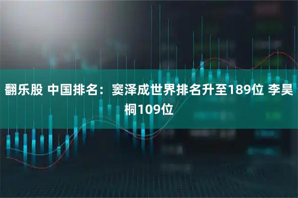 翻乐股 中国排名：窦泽成世界排名升至189位 李昊桐109位